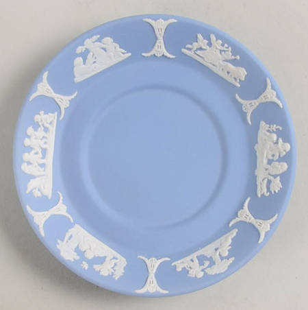 Cream Color on Lavender (Pale Blue) Jasperware Saucer for Flat Demitasse Cup