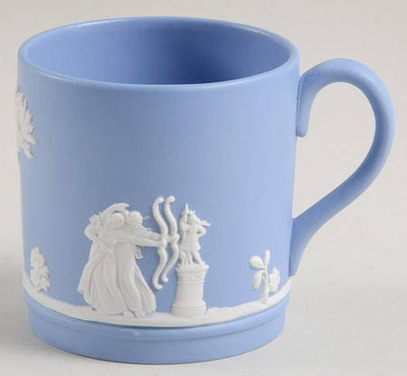 Cream Color on Lavender (Pale Blue) Jasperware Flat Demitasse Cup