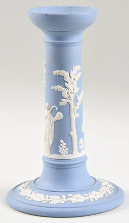 Cream Color on Lavender (Pale Blue) Jasperware 6" Candlestick