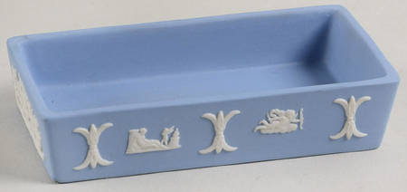 Cream Color on Lavender (Pale Blue) Jasperware 3" Rectangular Box No Lid