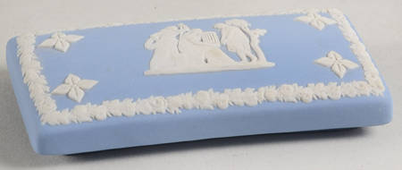 Cream Color on Lavender (Pale Blue) Jasperware Lid for 3" Rectangular Box