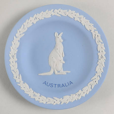 Cream Color on Lavender (Pale Blue) Jasperware Animal Round Tray