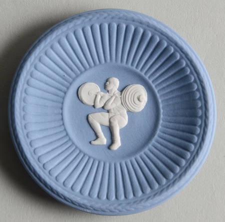 Cream Color on Lavender (Pale Blue) Jasperware Round Fluted Compotier