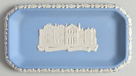 Cream Color on Lavender (Pale Blue) Jasperware 6" Oblong Tray