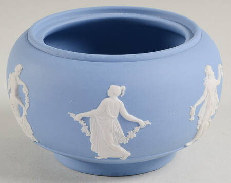Cream Color on Lavender (Pale Blue) Jasperware Sugar Bowl No Lid