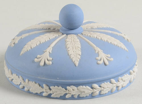 Cream Color on Lavender (Pale Blue) Jasperware Lid for Cigarette Jar