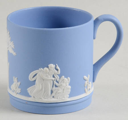 Cream Color on Lavender (Pale Blue) Jasperware Flat Demitasse Cup