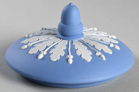 Cream Color on Lavender (Pale Blue) Jasperware Lid for Candy Jar