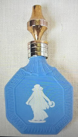 Cream Color on Lavender (Pale Blue) Jasperware Mini Perfume & Stopper