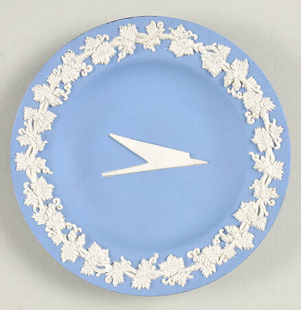 Cream Color on Lavender (Pale Blue) Jasperware 4" Round Tray by Wedgwood