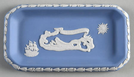 Cream Color on Lavender (Pale Blue) Jasperware 6" Oblong Tray
