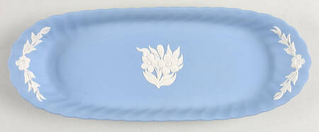 Cream Color on Lavender (Pale Blue) Jasperware Mint Dish