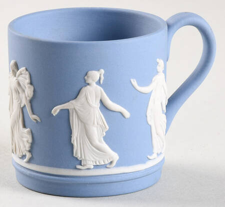 Cream Color on Lavender (Pale Blue) Jasperware Flat Demitasse Cup