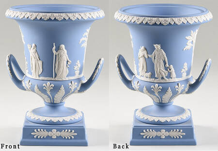 Cream Color on Lavender (Pale Blue) Jasperware Vase/Urn No Lid