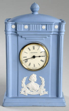 Cream Color on Lavender (Pale Blue) Jasperware Large Mantel Clock