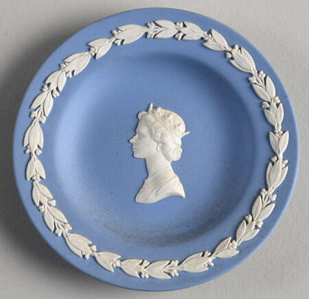 Cream Color on Lavender (Pale Blue) Jasperware 4" Round Sweet Dish