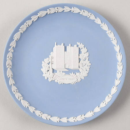 Cream Color on Lavender (Pale Blue) Jasperware Collector Plate