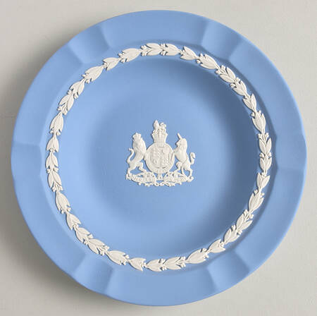 Cream Color on Lavender (Pale Blue) Jasperware Executive Ashtray