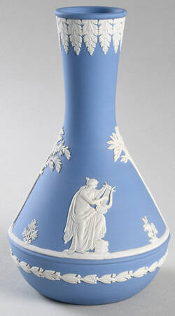 Cream Color on Lavender (Pale Blue) Jasperware 7" Vase