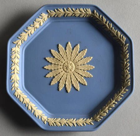 Cream Color on Lavender (Pale Blue) Jasperware 4" Octagonal Tray