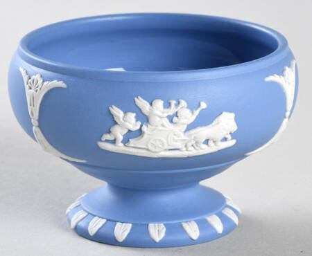 Cream Color on Lavender (Pale Blue) Jasperware Salt Cellar by Wedgwood