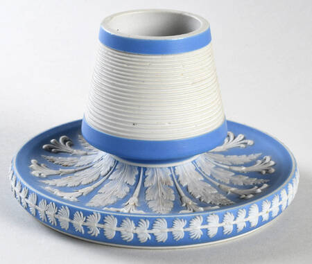 Cream Color on Lavender (Pale Blue) Jasperware Match Box Holder