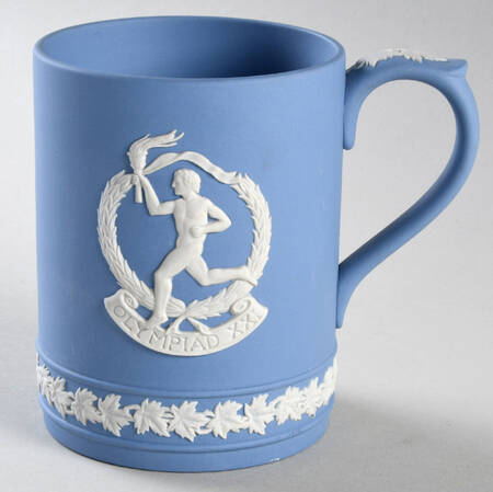 Cream Color on Lavender (Pale Blue) Jasperware Grandmug