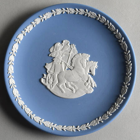 Cream Color on Lavender (Pale Blue) Jasperware Collector Plate