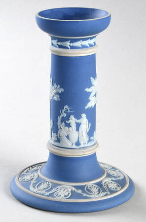 Cream Color on Lavender (Pale Blue) Jasperware 5" Candlestick