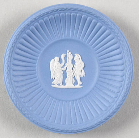 Cream Color on Lavender (Pale Blue) Jasperware Round Fluted Compotier