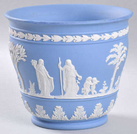 Cream Color on Lavender (Pale Blue) Jasperware 4" Jardiniere