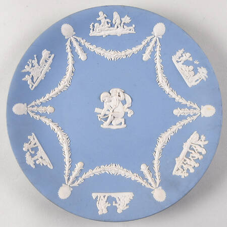 Cream Color on Lavender (Pale Blue) Jasperware Collector Plate