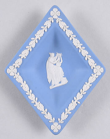 Cream Color on Lavender (Pale Blue) Jasperware Diamond Shape Tray