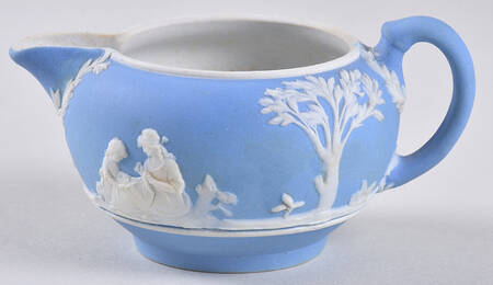 Cream Color on Lavender (Pale Blue) Jasperware Mini Creamer