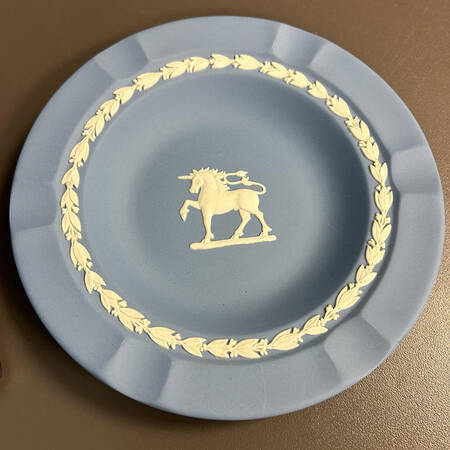 Cream Color on Lavender (Pale Blue) Jasperware Executive Ashtray