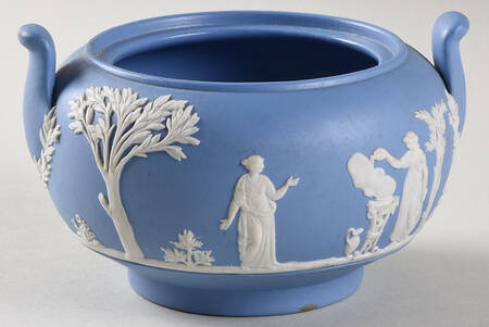 Cream Color on Lavender (Pale Blue) Jasperware Sugar Bowl No Lid