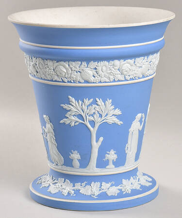 Cream Color on Lavender (Pale Blue) Jasperware 7" Vase