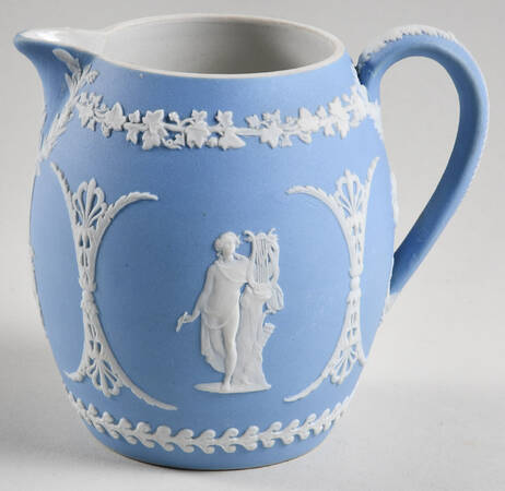 Cream Color on Lavender (Pale Blue) Jasperware 10 Oz Orange Jug