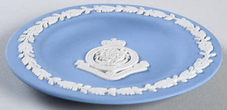 Cream Color on Lavender (Pale Blue) Jasperware 4" Round Tray by Wedgwood