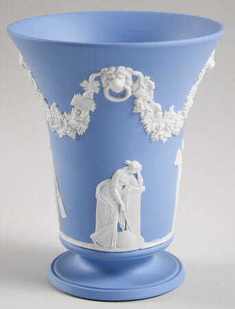 Cream Color on Lavender (Pale Blue) Jasperware Bacchus Vase