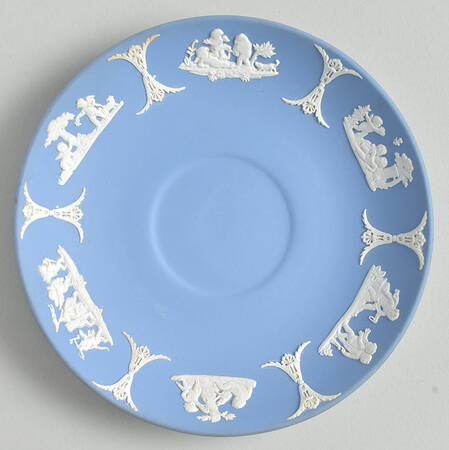 Cream Color on Lavender (Pale Blue) Jasperware Saucer for Flat Cup