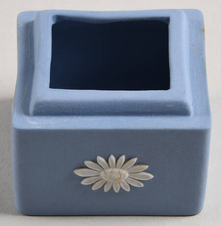 Cream Color on Lavender (Pale Blue) Jasperware Square Box No Lid