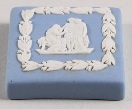 Cream Color on Lavender (Pale Blue) Jasperware Lid for Square Box