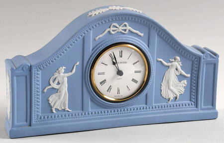 Cream Color on Lavender (Pale Blue) Jasperware Mantel Clock