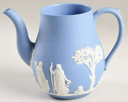 Cream Color on Lavender (Pale Blue) Jasperware Coffee Pot No Lid