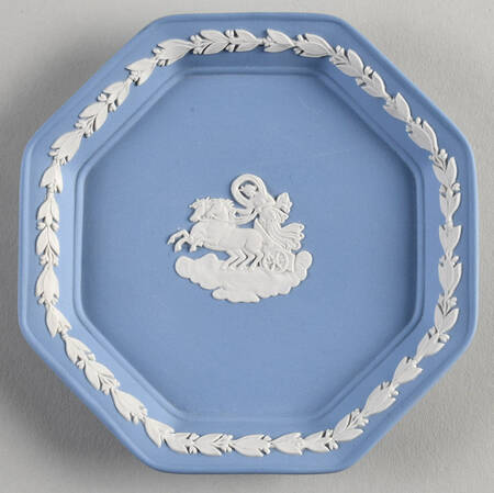 Cream Color on Lavender (Pale Blue) Jasperware 4" Octagonal Tray