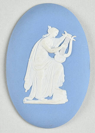 Cream Color on Lavender (Pale Blue) Jasperware Plaque
