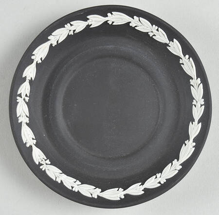 Cream Color on Lavender (Pale Blue) Jasperware Saucer for Black Demitasse Cup
