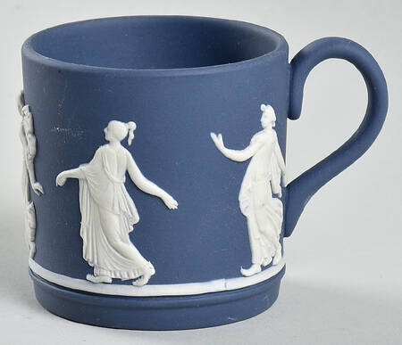 Cream Color on Lavender (Pale Blue) Jasperware Flat Wedgwood Blue Demitasse Cup