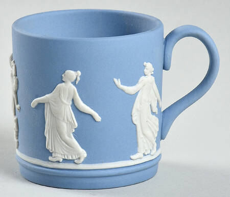 Cream Color on Lavender (Pale Blue) Jasperware Flat Lavender Demitasse Cup